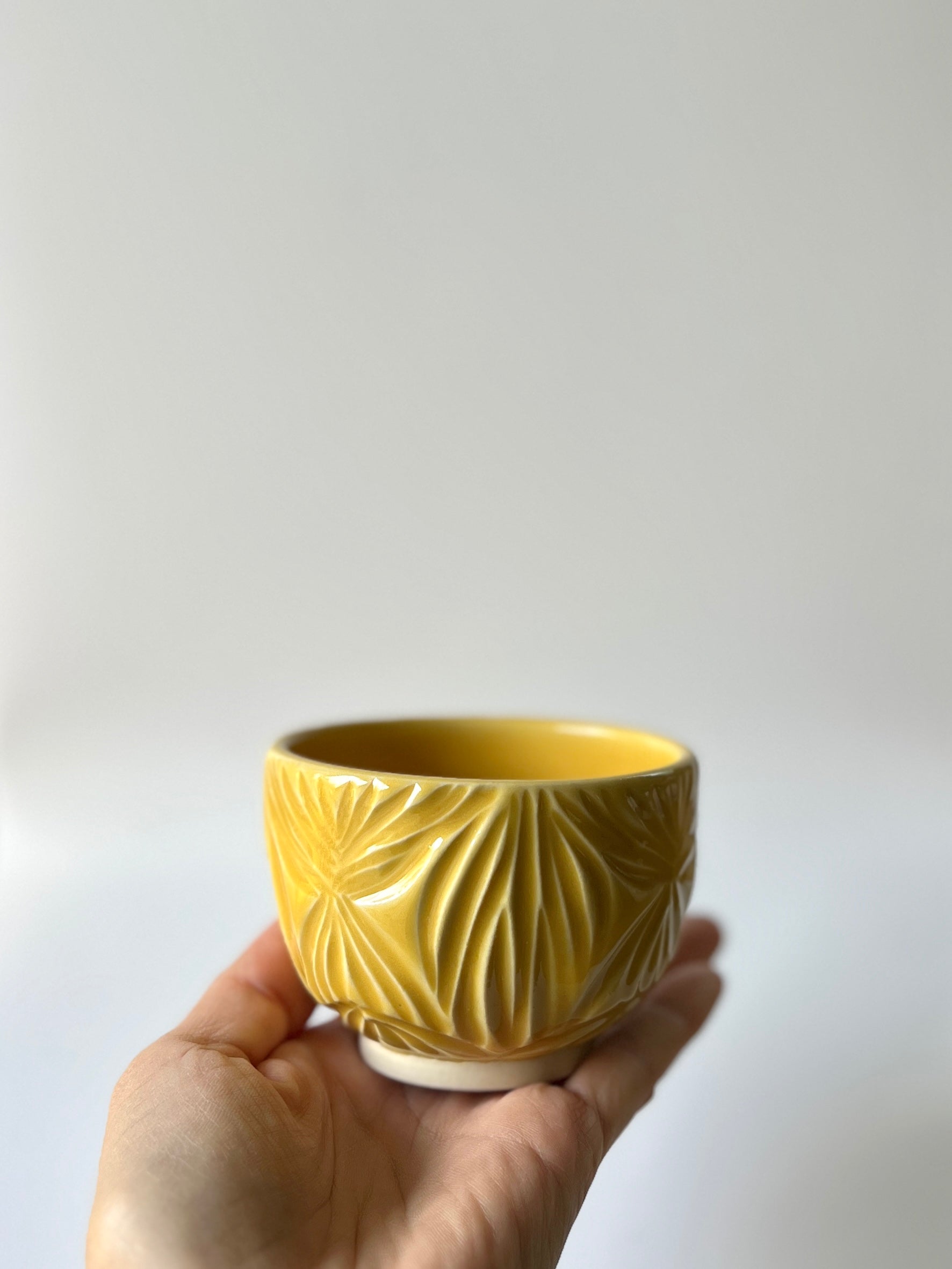 Sun-Drenched Carved Tea Cup