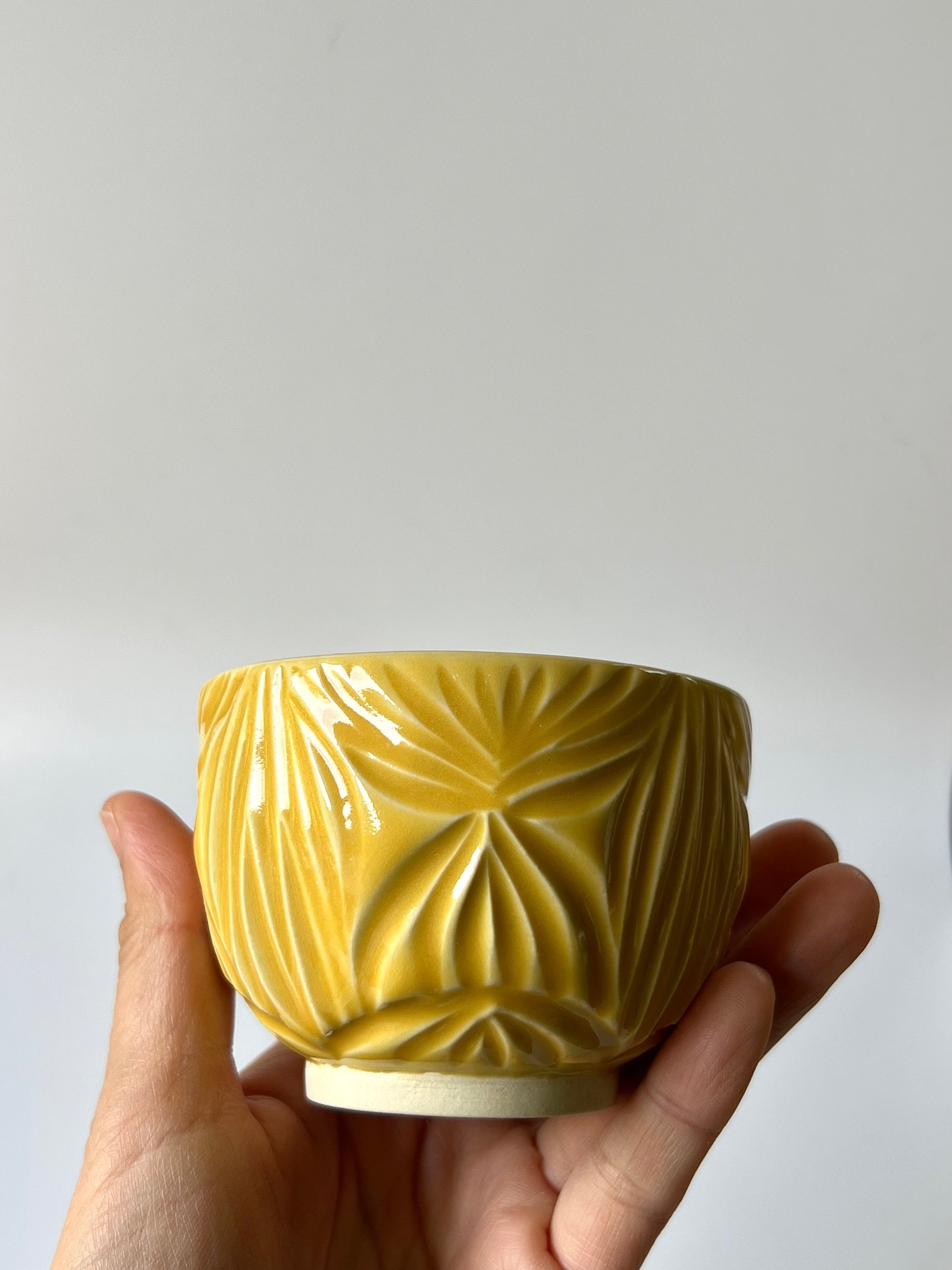 Sun-Drenched Carved Tea Cup